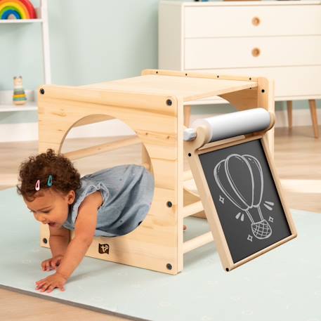 Cube d'escalade avec tableau créatif montessori bois fsc® Marron - blanc 2 - vertbaudet enfant 