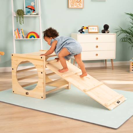 Pont toboggan montessori bois fsc® Marron 1 - vertbaudet enfant 