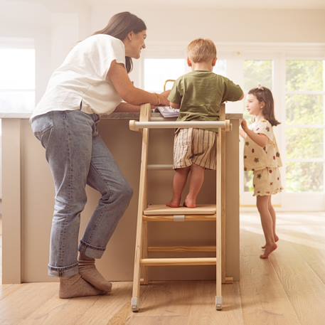 Tour d'apprentissage pliable montessori bois fsc® Marron - blanc 2 - vertbaudet enfant 