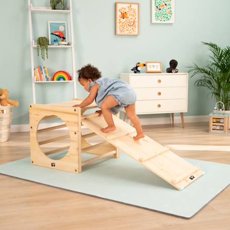 Cubes d'escalade x2 avec pont-toboggan montessori bois fsc® Marron 3 - vertbaudet enfant 