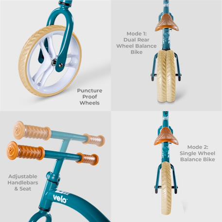 Draisienne junior, légère, équipée d'une double roue arrière Noir+Vert+Vert et maron 17 - vertbaudet enfant 