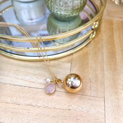 Vêtements de grossesse-Bola de grossesse or perle et quartz