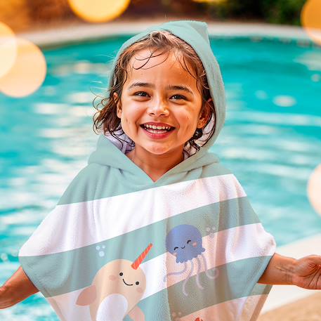 Poncho serviette enfant en coton Bleu 6 - vertbaudet enfant 