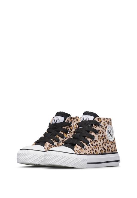 Baskets en tissu imprimé leopard ylfas. Beige-noir 5 - vertbaudet enfant 