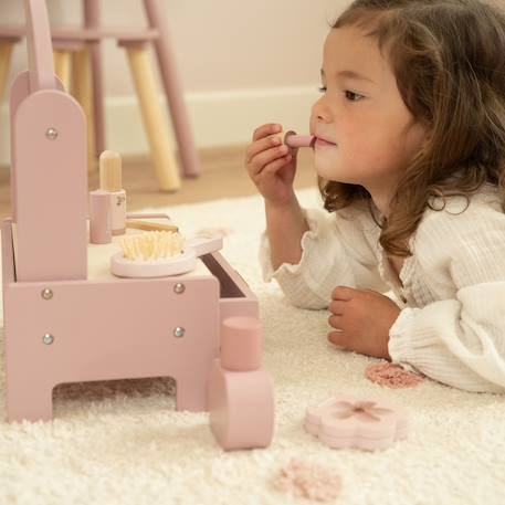 Petite coiffeuse en bois avec miroir rotatif et 6 accessoires Rose 4 - vertbaudet enfant 