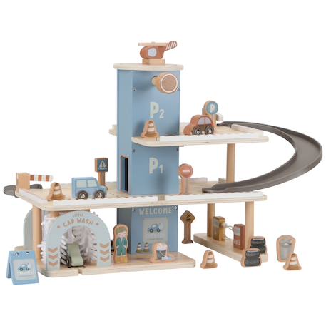 Garage en bois multi-niveaux Bleu, marron blanc 1 - vertbaudet enfant 