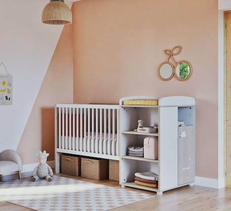 Lit bébé combiné evolutif en bois - smile Blanc+Gris 1 - vertbaudet enfant 