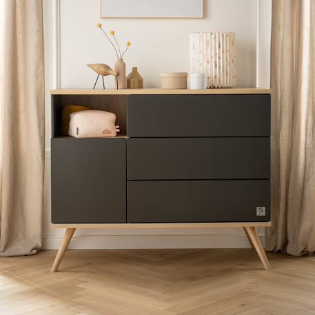 Commode 1 porte 3 tiroirs - boreale Gris 1 - vertbaudet enfant 