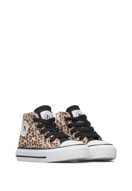 Baskets en tissu imprimé leopard ylfas. Beige-noir 2 - vertbaudet enfant 