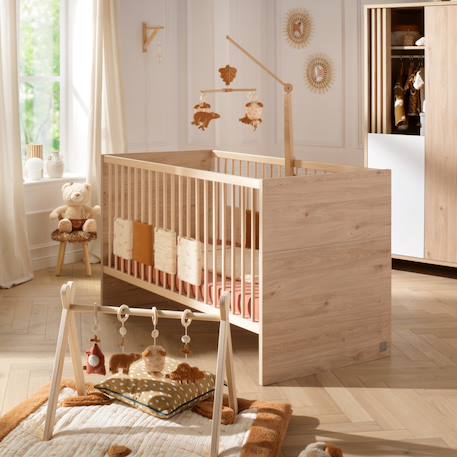 Lit bébé évolutif - little big bed en bois décor chêne suave - tokyo Marron 1 - vertbaudet enfant 