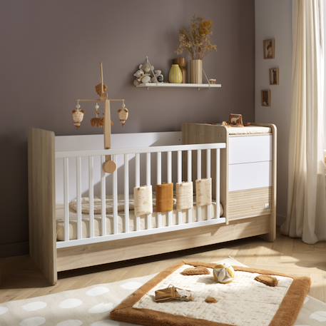 Lit bébé combiné évolutif avec commode à langer 3 tiroirs - paloma Marron/blanc 1 - vertbaudet enfant 