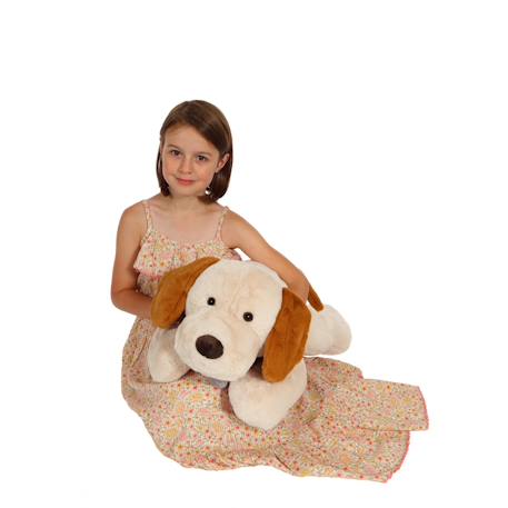 Peluche chien allongé Douceur 75 cm Marron 4 - vertbaudet enfant 