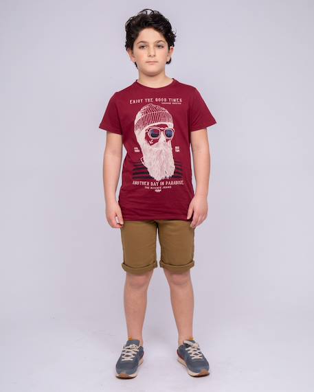 Bermuda chino bavolta garçon Beige+Bleu marine+Cognac+Marron+Noir+Rouge framboise 12 - vertbaudet enfant 