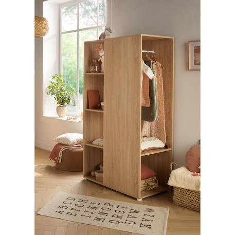Meuble de rangement avec étagères et penderie en décor bois - up Gris+Marron 7 - vertbaudet enfant 