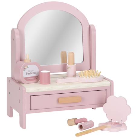 Petite coiffeuse en bois avec miroir rotatif et 6 accessoires Rose 2 - vertbaudet enfant 