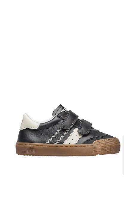 Baskets en cuir riby vl. Blanc-noir 1 - vertbaudet enfant 