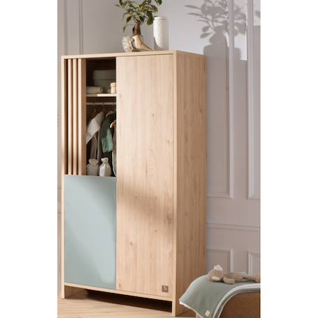 Armoire 2 portes et 1 niche avec claustra en bois décor chêne suave - tokyo Blanc/marron+Rouge/marron+Vert/marron 13 - vertbaudet enfant 