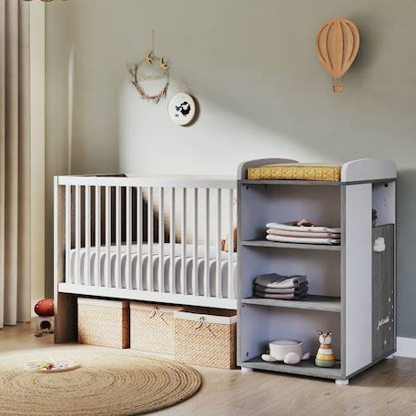 Lit bébé combiné evolutif en bois - smile Blanc+Gris 7 - vertbaudet enfant 