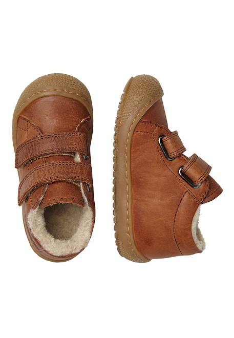 Chaussons premiers pas doublés en laine racoon vl Bleu foncé-+Marron- 9 - vertbaudet enfant 