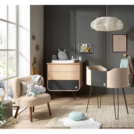 Commode 3 tiroirs pieds métal - galopin Marron/gris+Marron/orange+Marron/vert 1 - vertbaudet enfant 