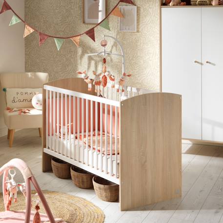 Lit bébé à barreaux - access Marron+Marron/blanc 6 - vertbaudet enfant 