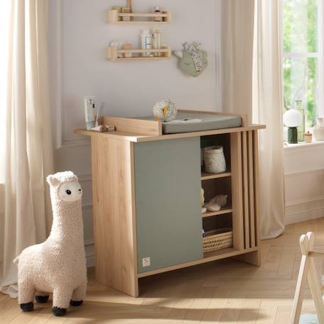 Commode 1 porte colorée et 3 niches avec claustra en bois décor chêne suave - tokyo Blanc/marron+Rouge/marron+Vert/marron 7 - vertbaudet enfant 