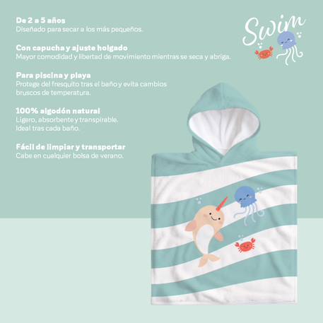 Poncho serviette enfant en coton Bleu 5 - vertbaudet enfant 