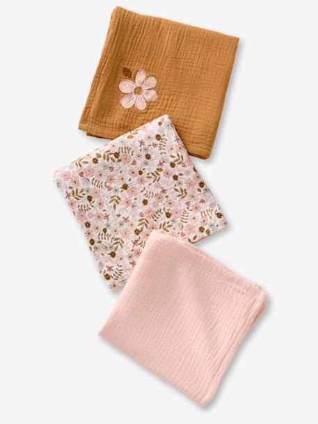 Lot de 3 langes en gaze de coton FLORA caramel 1 - vertbaudet enfant 