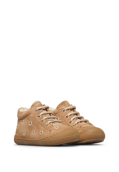 Chaussures premiers pas en suède cocoon embr.daisies Marron-platine 2 - vertbaudet enfant 