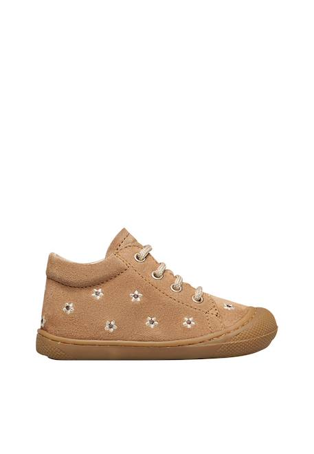 Chaussures premiers pas en suède cocoon embr.daisies Marron-platine 1 - vertbaudet enfant 