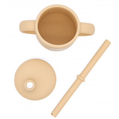 Gobelet en silicone avec poignées et paille animaux Beige+Bleu+Orange+Rose+Vert+Vert paon 4 - vertbaudet enfant 