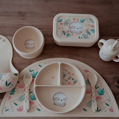 Gobelet en silicone avec poignées et paille animaux Beige+Bleu+Orange+Rose+Vert+Vert paon 3 - vertbaudet enfant 