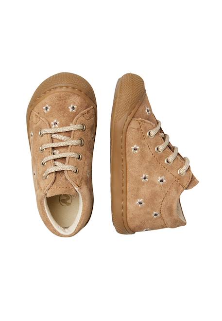 Chaussures premiers pas en suède cocoon embr.daisies Marron-platine 4 - vertbaudet enfant 