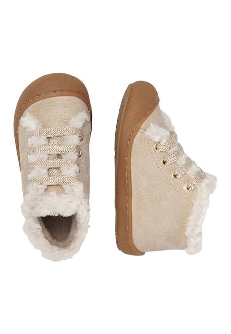 Chaussures premiers pas en daim et laine lallit Platine- 4 - vertbaudet enfant 
