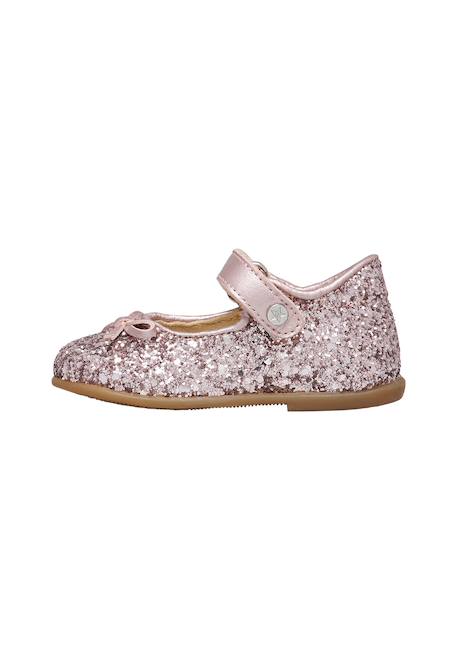 Ballerines en cuir et tissu pailleté ballet Rose- 3 - vertbaudet enfant 