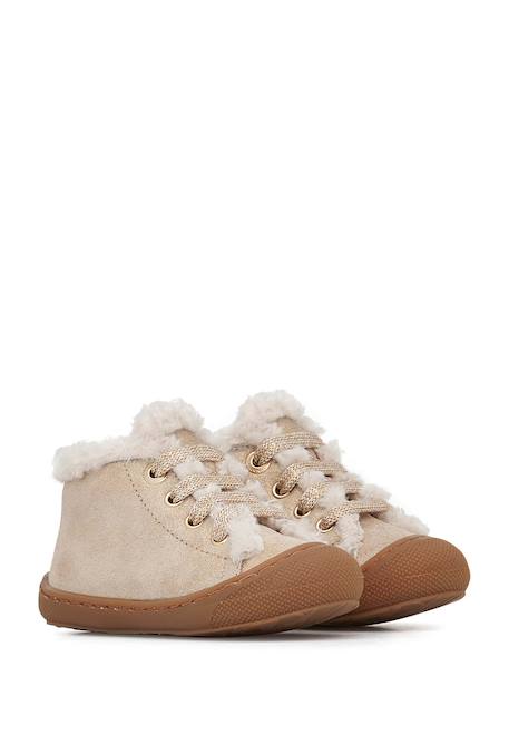 Chaussures premiers pas en daim et laine lallit Platine- 2 - vertbaudet enfant 