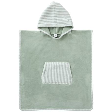Poncho de bain à capuche bambou et gaze de coton rayé vert de gris (3-5 ans)  - vertbaudet enfant