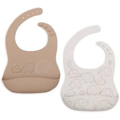 Puériculture-Lot de 2 bavoirs en silicone elephant tales