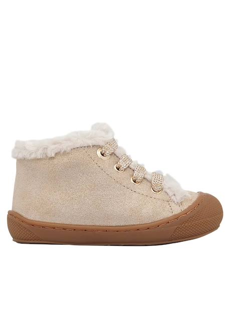 Chaussures premiers pas en daim et laine lallit Platine- 1 - vertbaudet enfant 