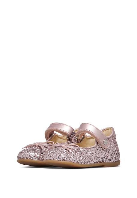 Ballerines en cuir et tissu pailleté ballet Rose- 5 - vertbaudet enfant 