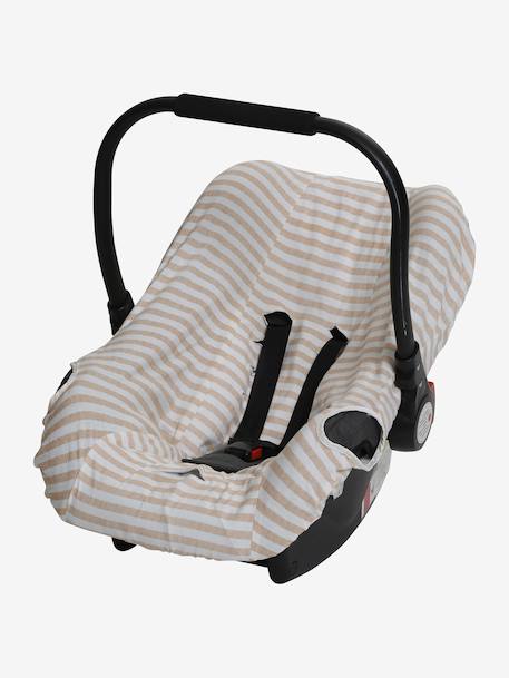 Housse élastiquée pour siège coque 0+ rayé beige+rose thé 3 - vertbaudet enfant 