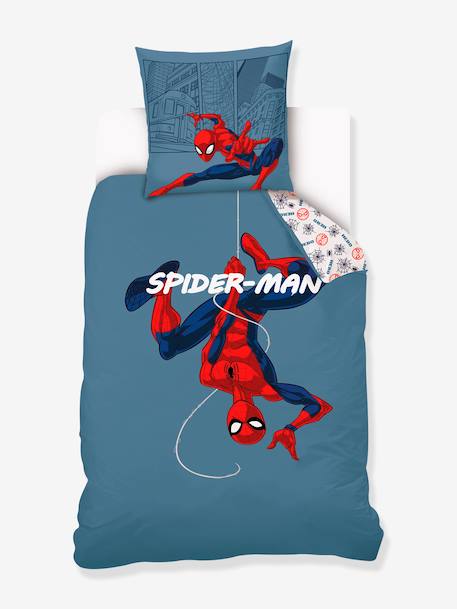 Parure housse de couette enfant et taie d'oreiller Marvel Spiderman bleu grisé 1 - vertbaudet enfant 
