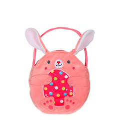 Jouet-Peluche - bonbonnière œuf coloré en peluche - rose - 16 cm