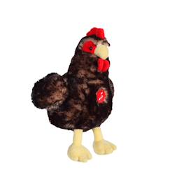 Jouet-Peluche - poule flammée sonore noire en peluche - 22 cm