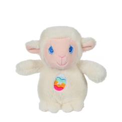 Jouet-Peluche - les amis de pâques sonores - agneau crème en peluche - 13 cm