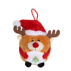 Jouet-Peluche - renne - bouille de noël sonore 13 cm