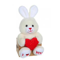 Jouet-Peluche - les p'tits lovers lapin rouge - 14 cm
