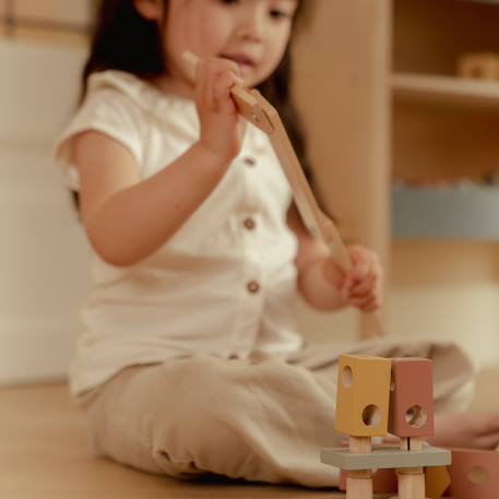 Boîte à outils en bois fsc Bleu, vert, jaune 6 - vertbaudet enfant 