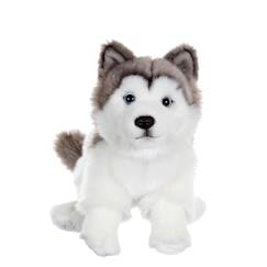 Jouet-Peluche - peluche chiens réalistes assis, husky 25 cm