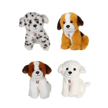Peluche - peluche chien mimi dogs sonore blanc et marron - 18 cm Marron 4 - vertbaudet enfant 